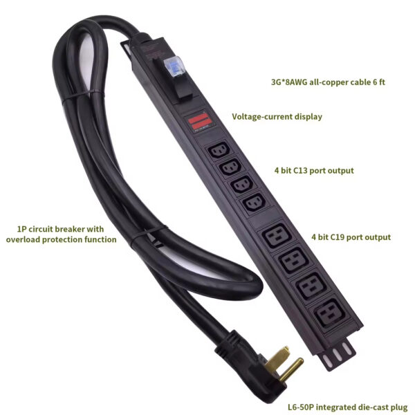 50A 8-Outlet C13 Basic Power Distribution Unit