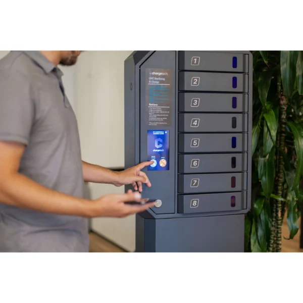 Secure 8-Device UV-C Disinfecting Mobile Charging Cabinet