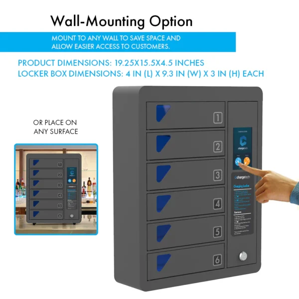 Secure 6-Device Wall-Mount Mobile Charging Cabinet