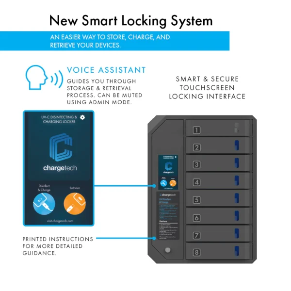 Secure 8-Device UV-C Disinfecting Mobile Charging Cabinet